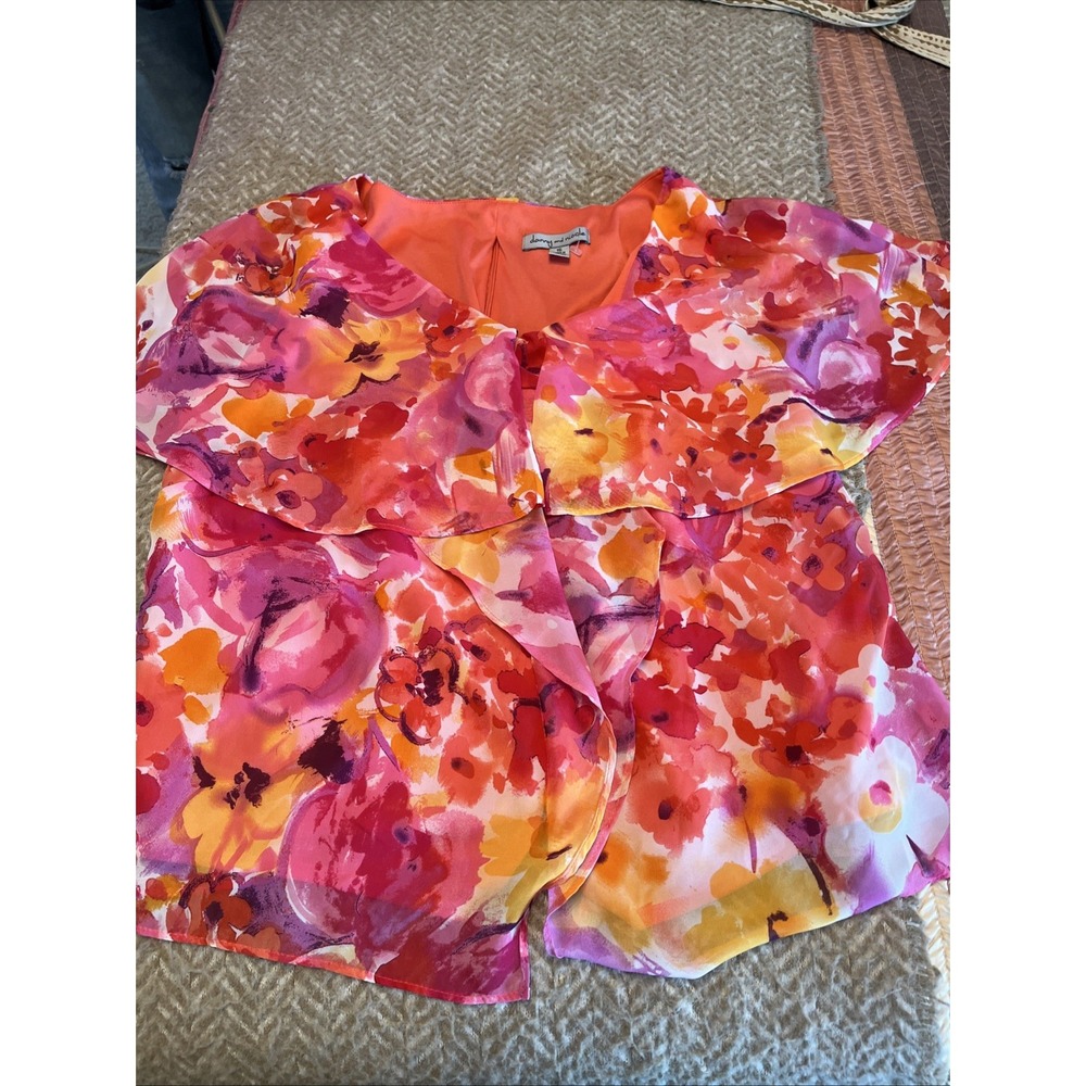 Danny and Nicole Pink Floral Alolan Blouse Short Sleeve Size 16 Maternity